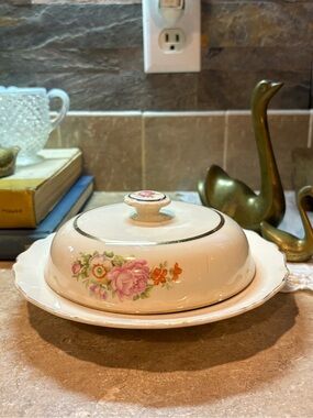 Vintage Keystone Canonsburg Floral Covered Butter Dish 🌸 Cottage Core